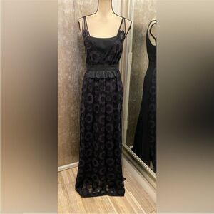 Fendi Black Sleeveless lace detailed Maxi Sundress, US4